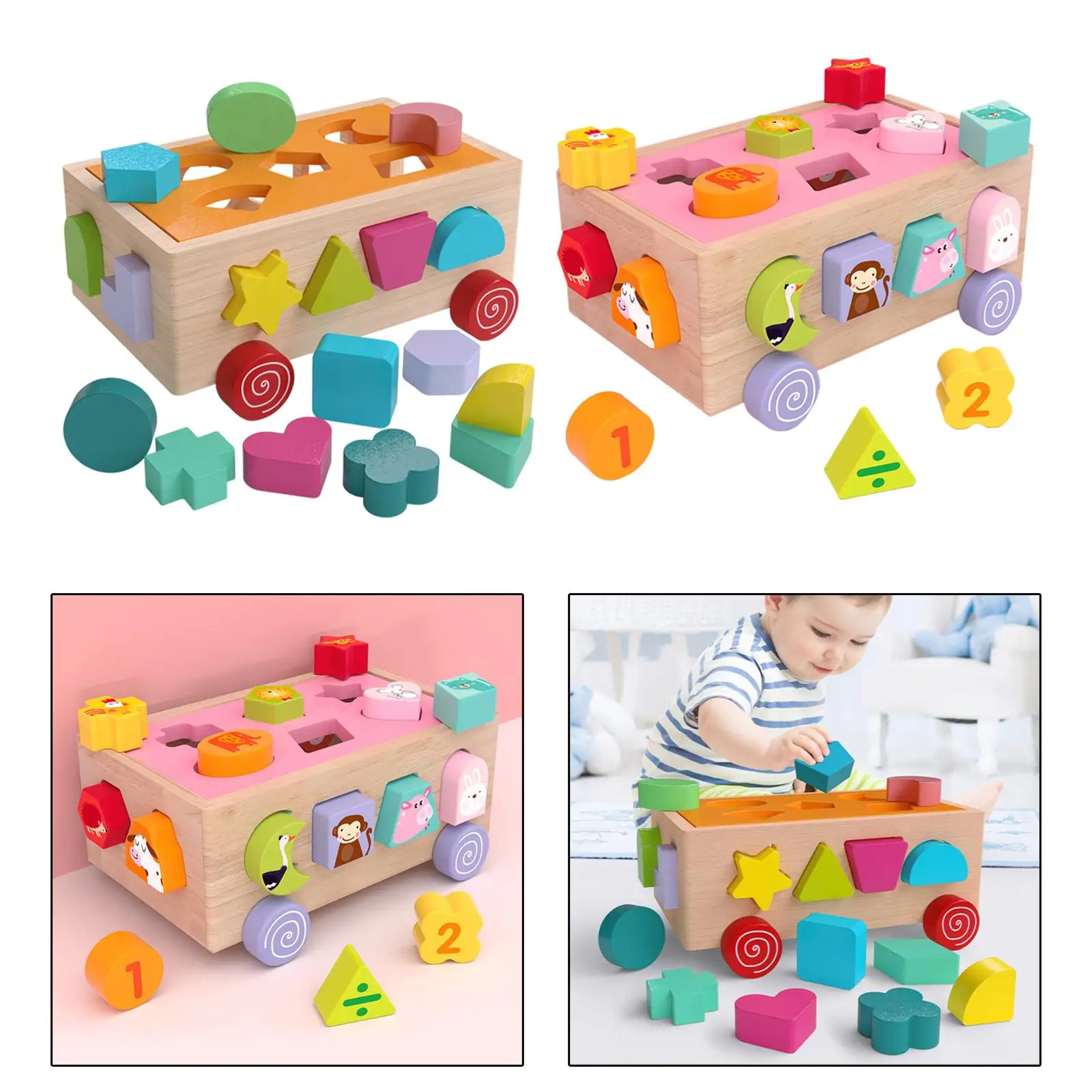 

Wooden Building Blocks Sorting Learning Toys Colorful Educational Education Present Gifts Build Children's Children's Bricks