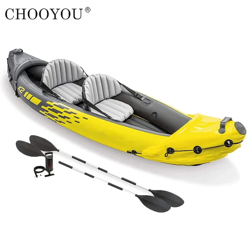 CHOOYOU outdoor 2-Person Inflatable kayaking set With aluminum Oars inflator pump Rubber boats pvc canoe kayak