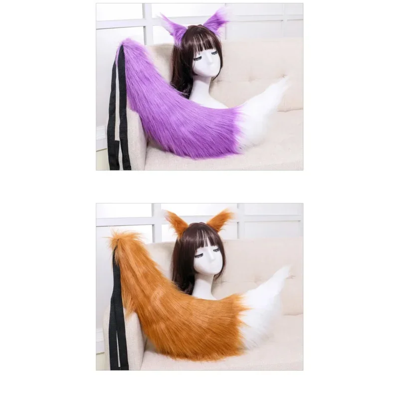 Animal Fox Ear Long Tail Furry Headband Prop Party Fancy Dress Lovely Lolita Anime Cosplay Costume Halloween Christmas MN3