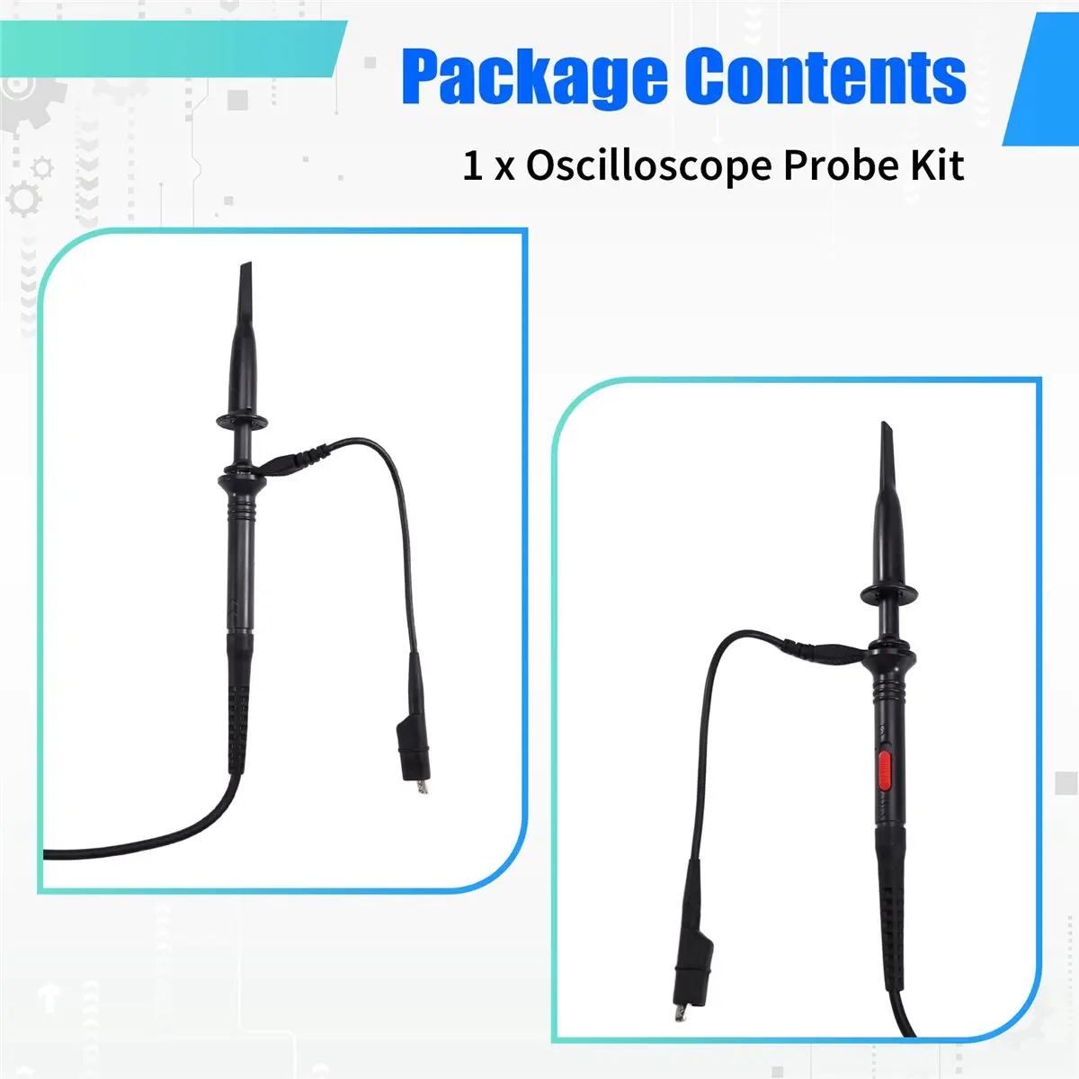 OKgood P2200 2pcs 200MHz Oscilloscope Probe X1/X10 Safe BNC Test Lead Clip Kit 10:1 Probe