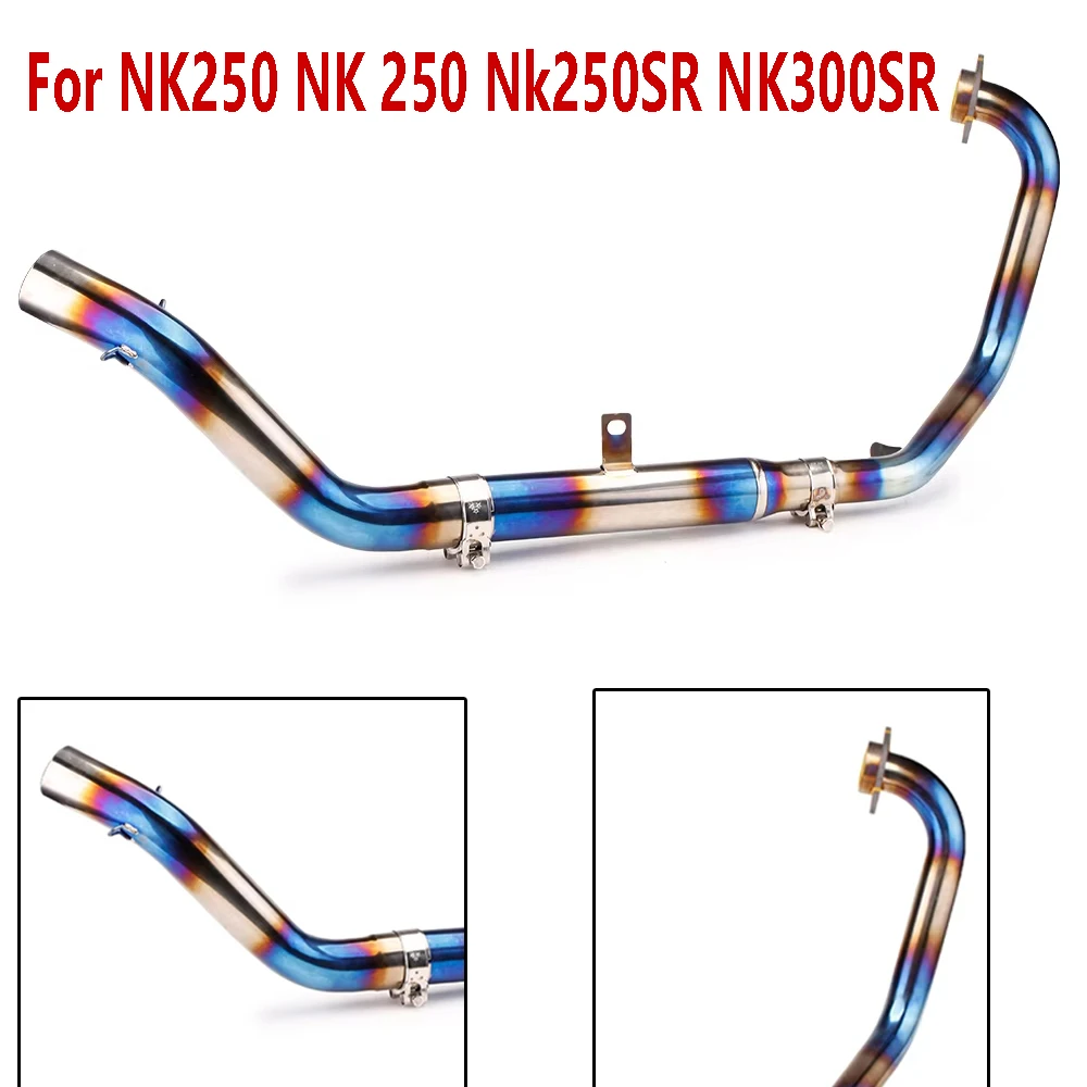 Slip on Motorcycle Exhaust Escape Mid Link Pipe Connecting Moto Muffler Titanium Alloy for NK250 NK 250 Nk250SR NK300SR