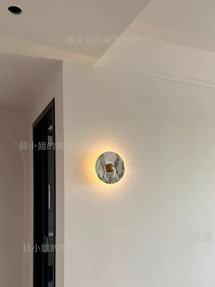 American Style Light luxury Retro Natural Marble Wall lamp Living Room Bedroom Corridor Decoration Atmosphere Wall mounted lamp