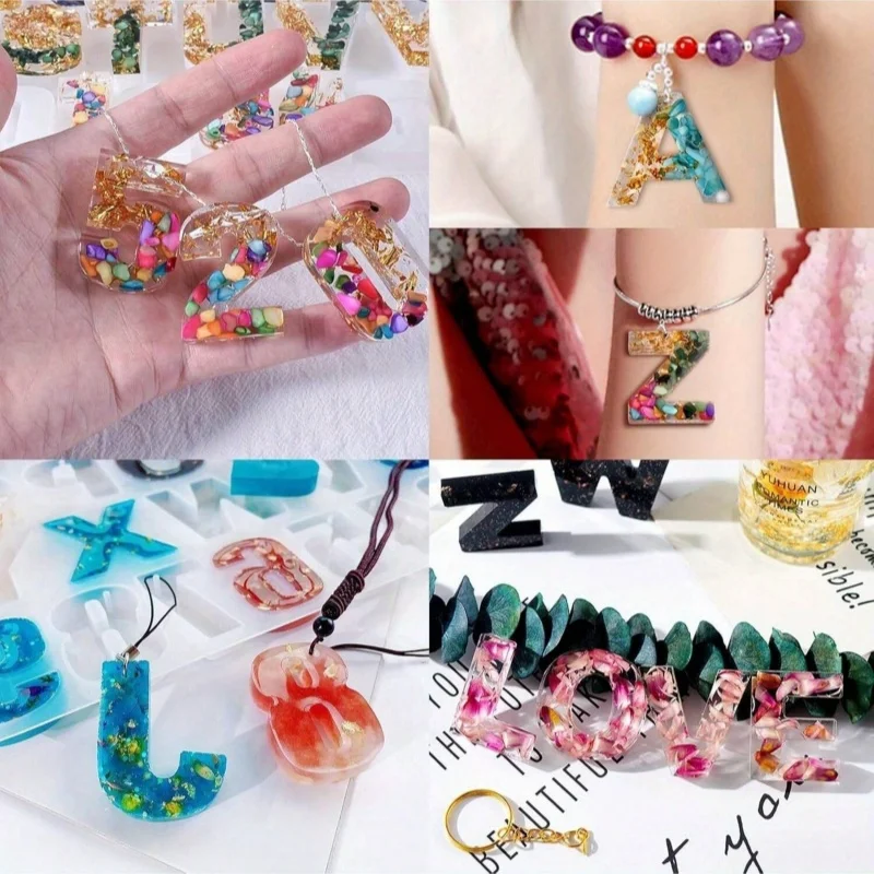 Large Silicone Keychain Tree Mold with Holes for Letters and Numbers Jewelry Pendants Gifts Rectangular Design Crafts Casting