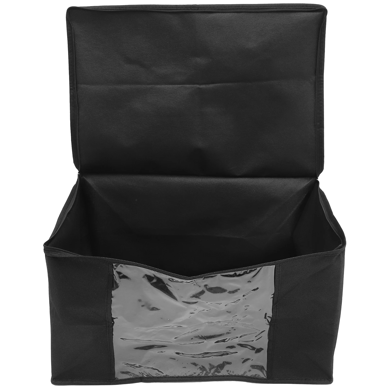 

Large Capacity Foldable Storage Bag 50x35x27cm Non woven Transparent Window Bedding Sheets Clothes Blanket ganizer Box Black