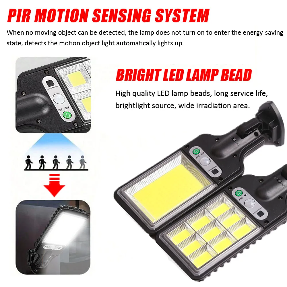 Luces solares LED para exteriores con Sensor de movimiento impermeable de 3 modos, iluminación de seguridad, farola de pared LED para camino de jardín y Patio