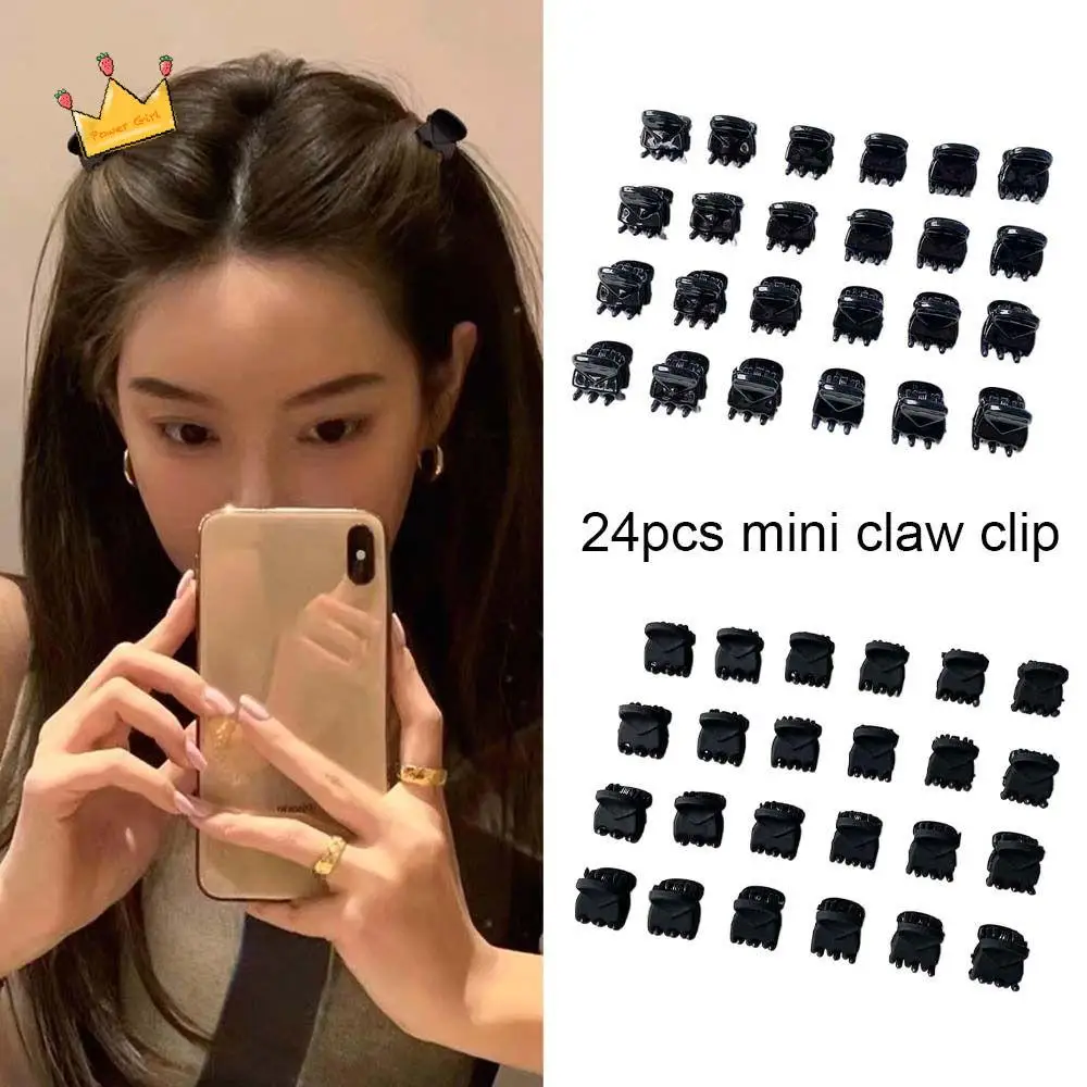 女性と子供のためのマットミニヘアクランプ,小さなヘアピン,ヘアピン,バレッタ,サイドフリンジ,黒一色,スタイリングツール