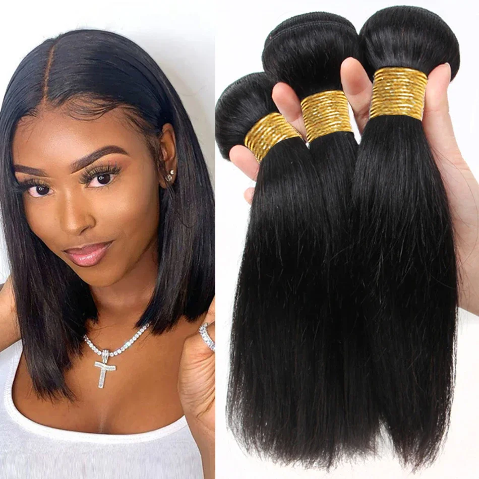 

Wholesale Hair Raw Indian Straight Human Hair Bundles Natural Black For Women Bone Straight Hair Extensions 2/3 Bundles Deal