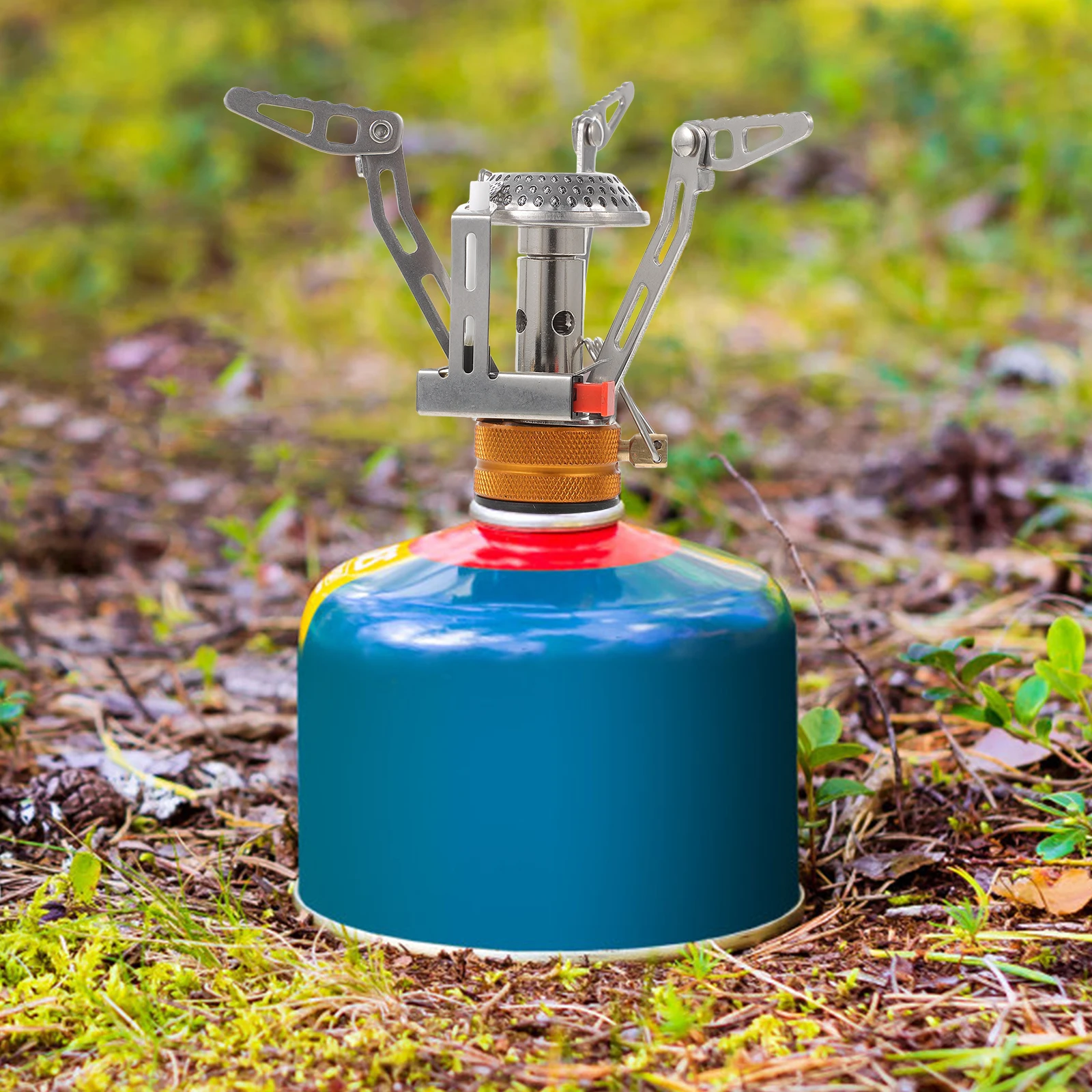 

1 Set Aluminum Alloy Portable Camping Gas Stove Windproof Hiking Burner Compact Lightweight Picnic Stove Flame Adjustment For