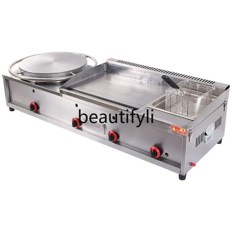 

Gas pancake machine grilling stove fryer combination machine rotating pancake machine stall