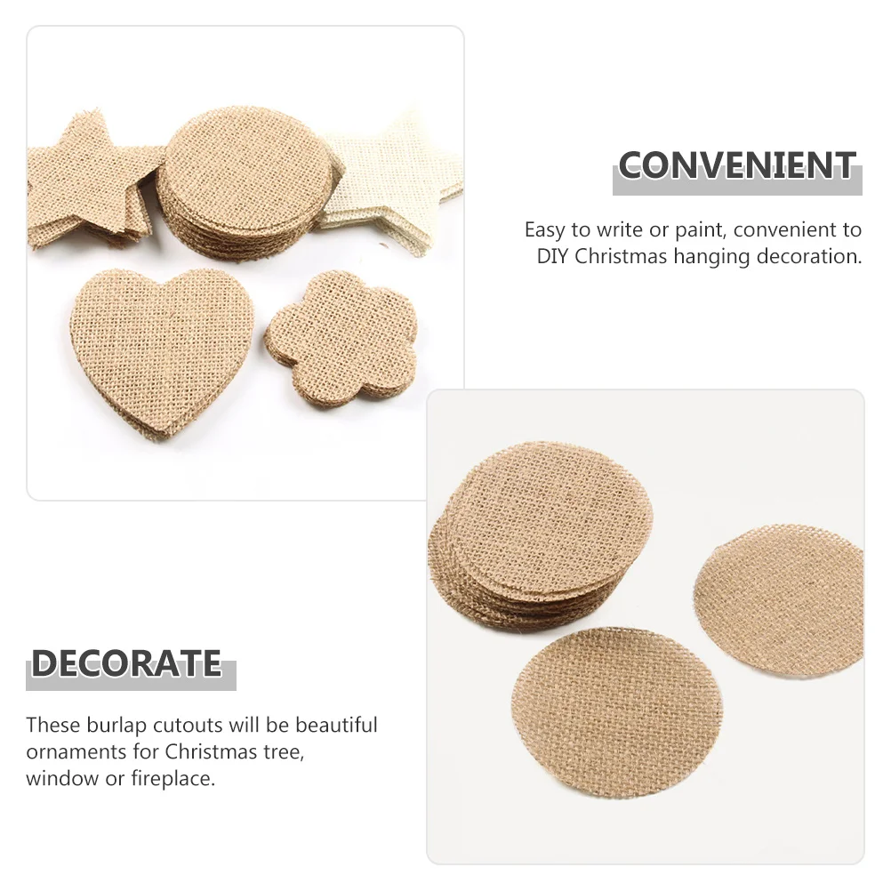 

20pcs Vintage Burlap Cutouts Unfinished Fabric Shapes For Crafts Diy Christmas Tree Ornaments Hanging Decor Burlap Slices