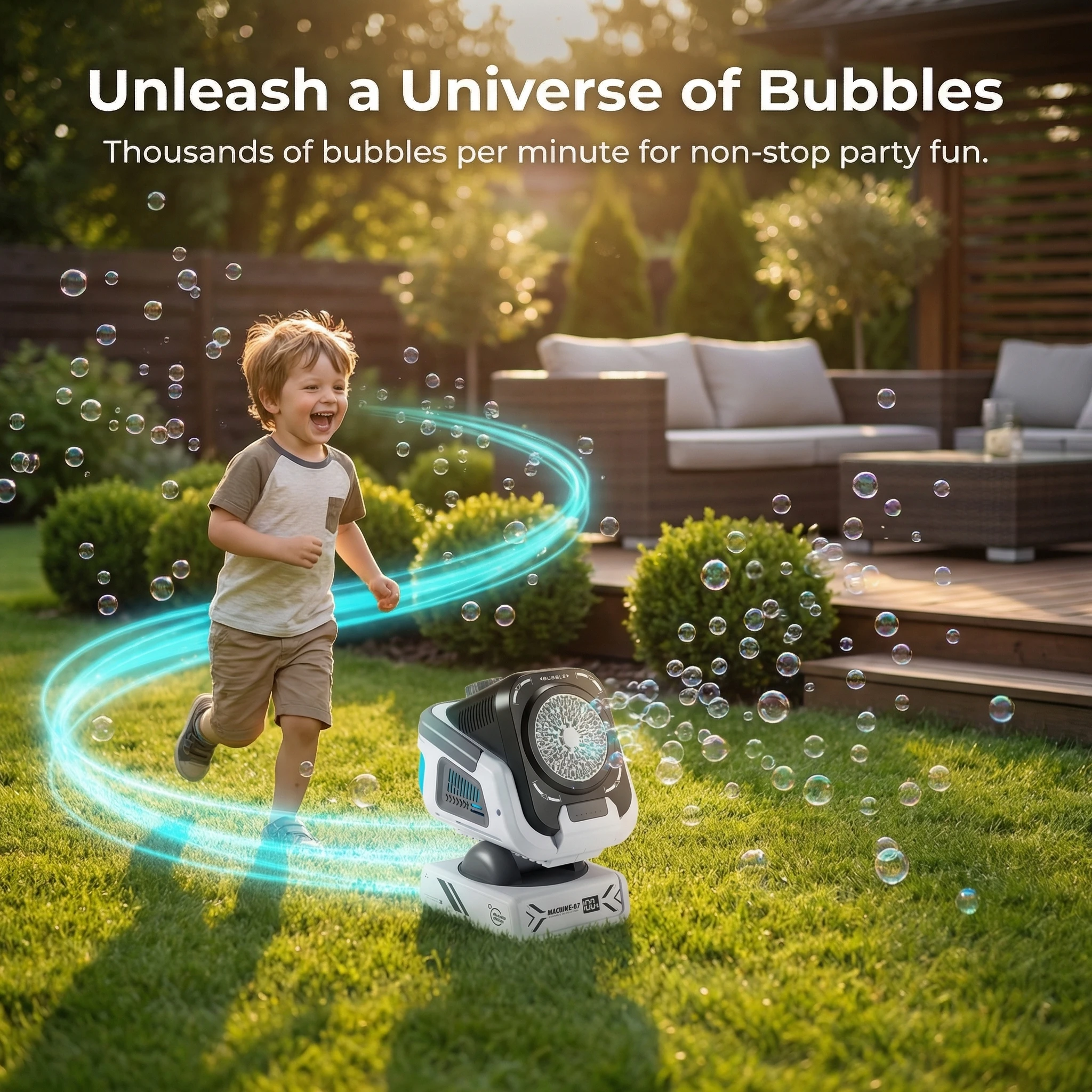 Version améliorée 2026 de la machine à bulles avec télécommande, rotation automatique et lumières RVB, chargement Type-C, batterie rechargeable 1800 mAh, idéale pour les enfants, les mariages, les fêtes d'anniversaire et les activités de plein air
