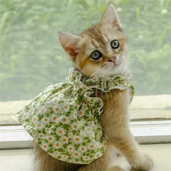 Falda con tirantes de gato Sphynx de algodón de verano, vestidos de princesa con flores de amor para mascotas, Gotas Katten Kedi, vestido para perros, ropa para mascotas