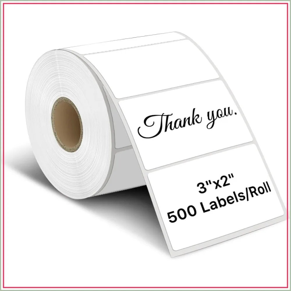 

3" x 2" Thermal Labels, Rectangle Stickers for Printers, Self-Adhesive, Perforated, 500 Labels/Roll