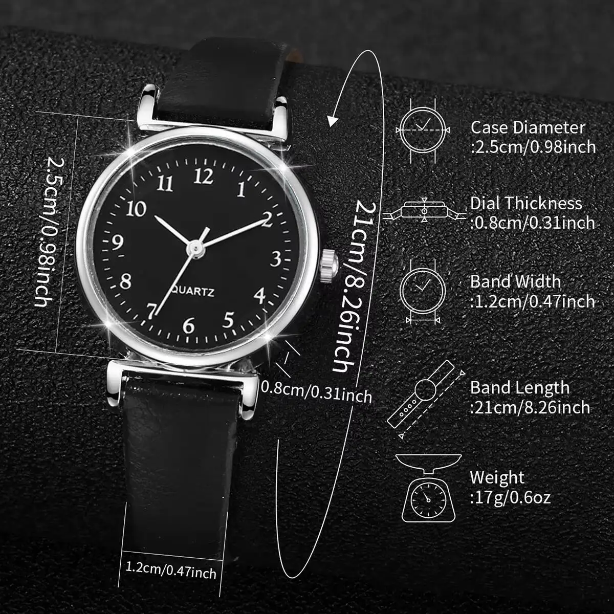 Reloj de pulsera de cuarzo con esfera pequeña para mujer, pulsera informal de cuero, sin caja, 4 unidades por juego