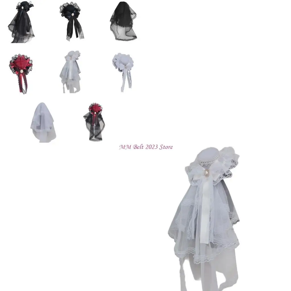 

49ME панк кружевная вуаль шляпа заколка для волос 2000-х годов девушка аниме горничная аксессуар для укладки волос заколка для