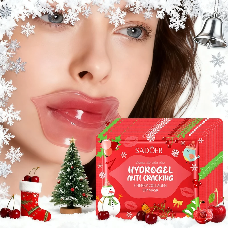 Regalo de Navidad, mascarilla labial nutritiva de colágeno, cuidado de los labios, esencia hidratante reafirmante, parche de Gel Labial, parches para labios