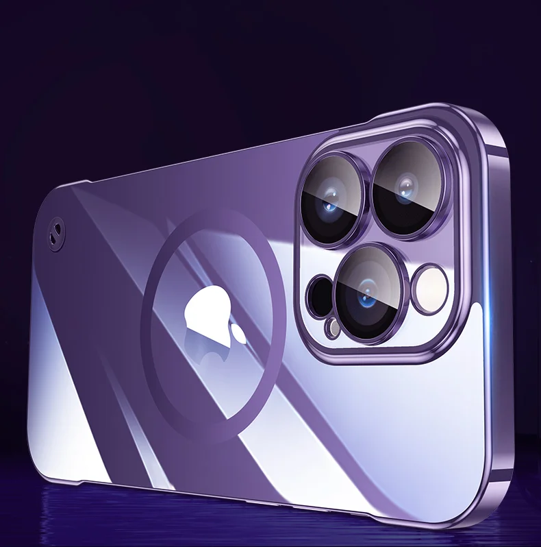Luxuriöse, rahmenlose, magnetische Hülle mit Plating-Optik für Magsafe, dünne Schutzhülle für iPhone 16, 17, 13, 18 Pro Plus Max, kabelloses Laden, transparente, schlanke PC-Hülle – Detail 10