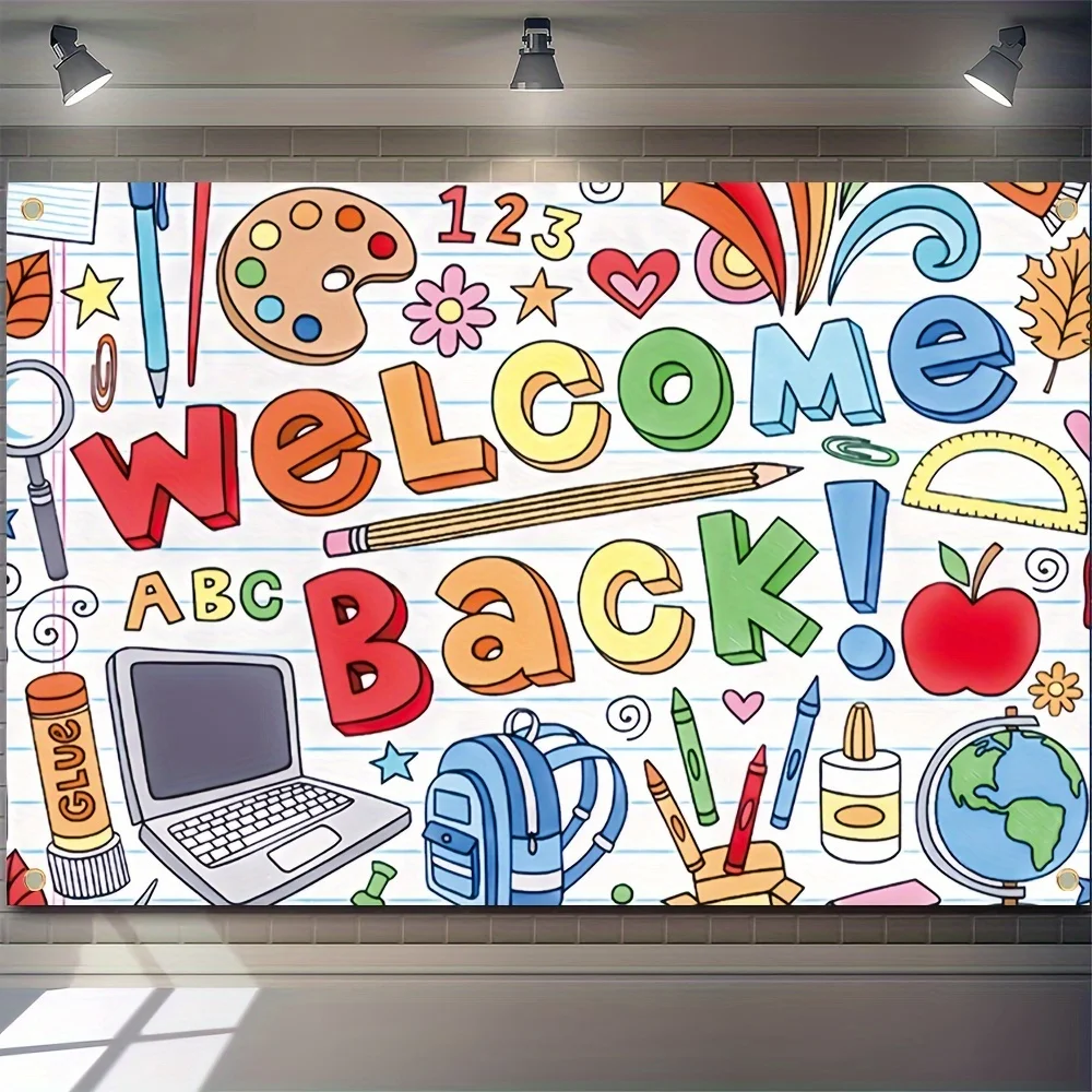 1 piece, welcome back to school theme background, traditional decoration, classroom and office culture banner