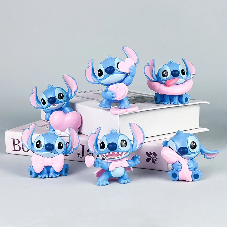 Disney Stitch Action Figure Blind Box Sweet Pink Series Display Item Toy Gift Ornament Handmade Figurine Collectible Birthd