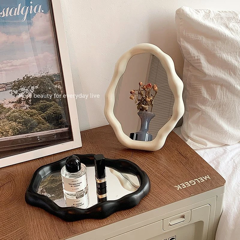 Irregular Standing Mirror Desktop Makeup Mirror Decorative Vanity Mirror Room Decor Aesthetic Cosmetic Home Decor 벽 인테리어 대형 거울