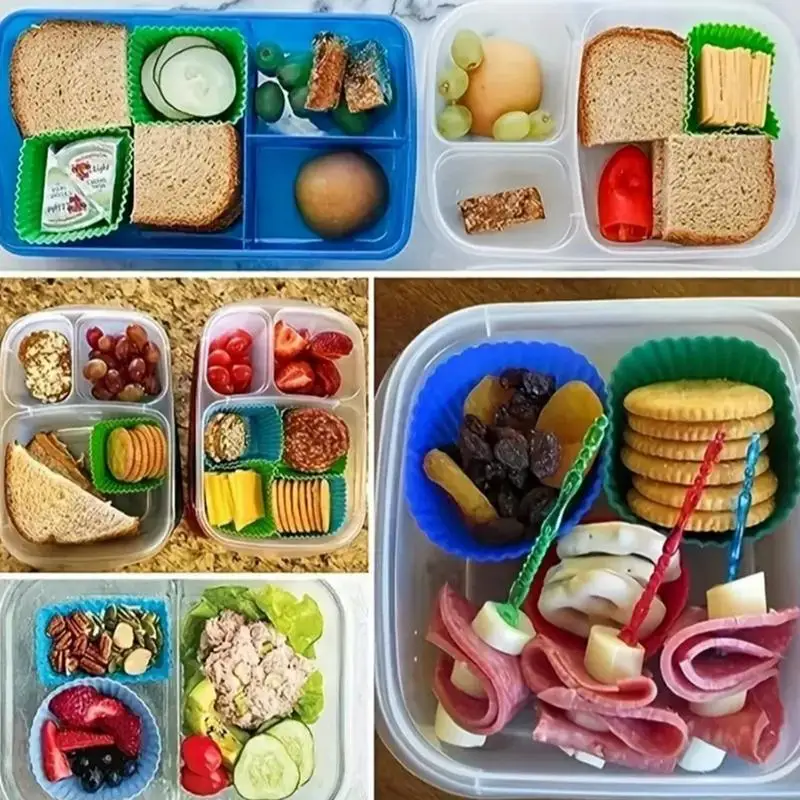 12/24Pcs Silicone Lunch Box Dividers for Kids Bento Box Partition Dish Cups Salad Dressing Accessories Eco-Friendly Food Storage - view 3