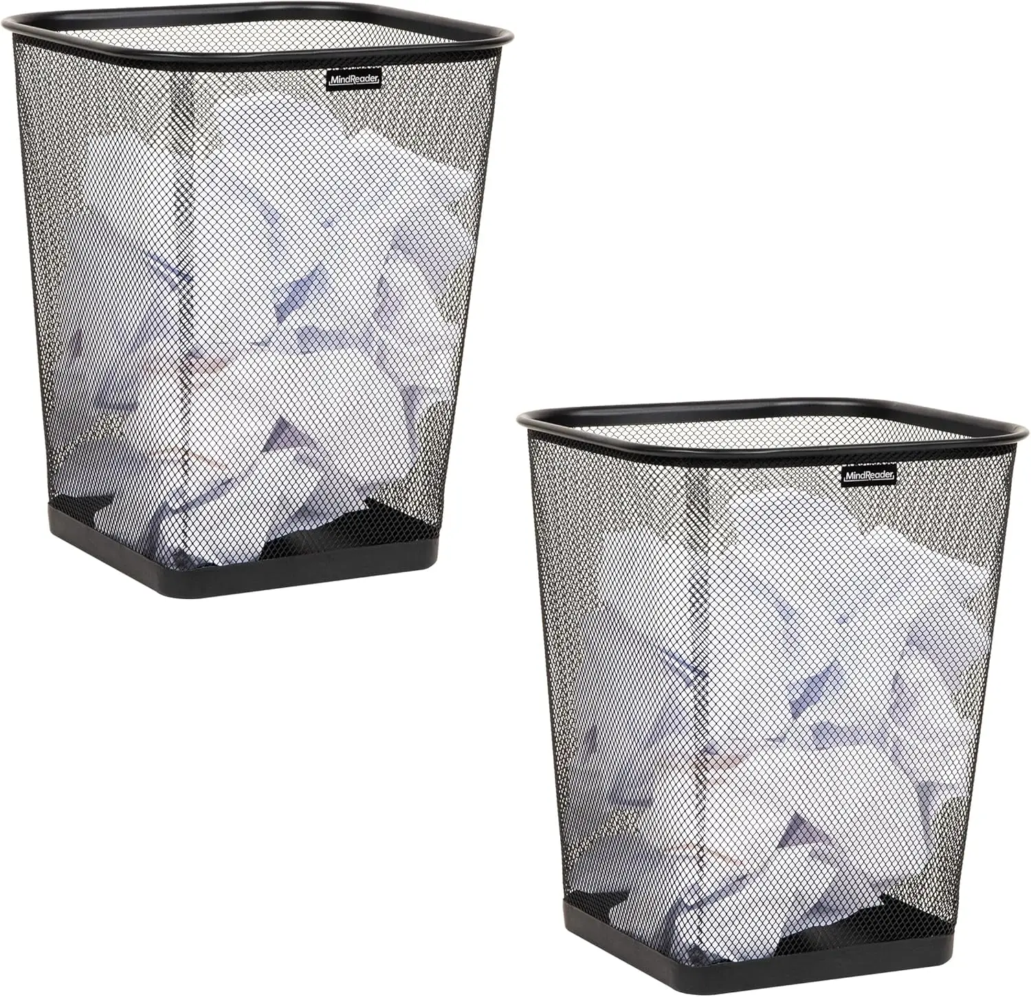 

Набор из 2-х металлических сетчатых квадратных корзин для мусора, черные офисные урны для отходов