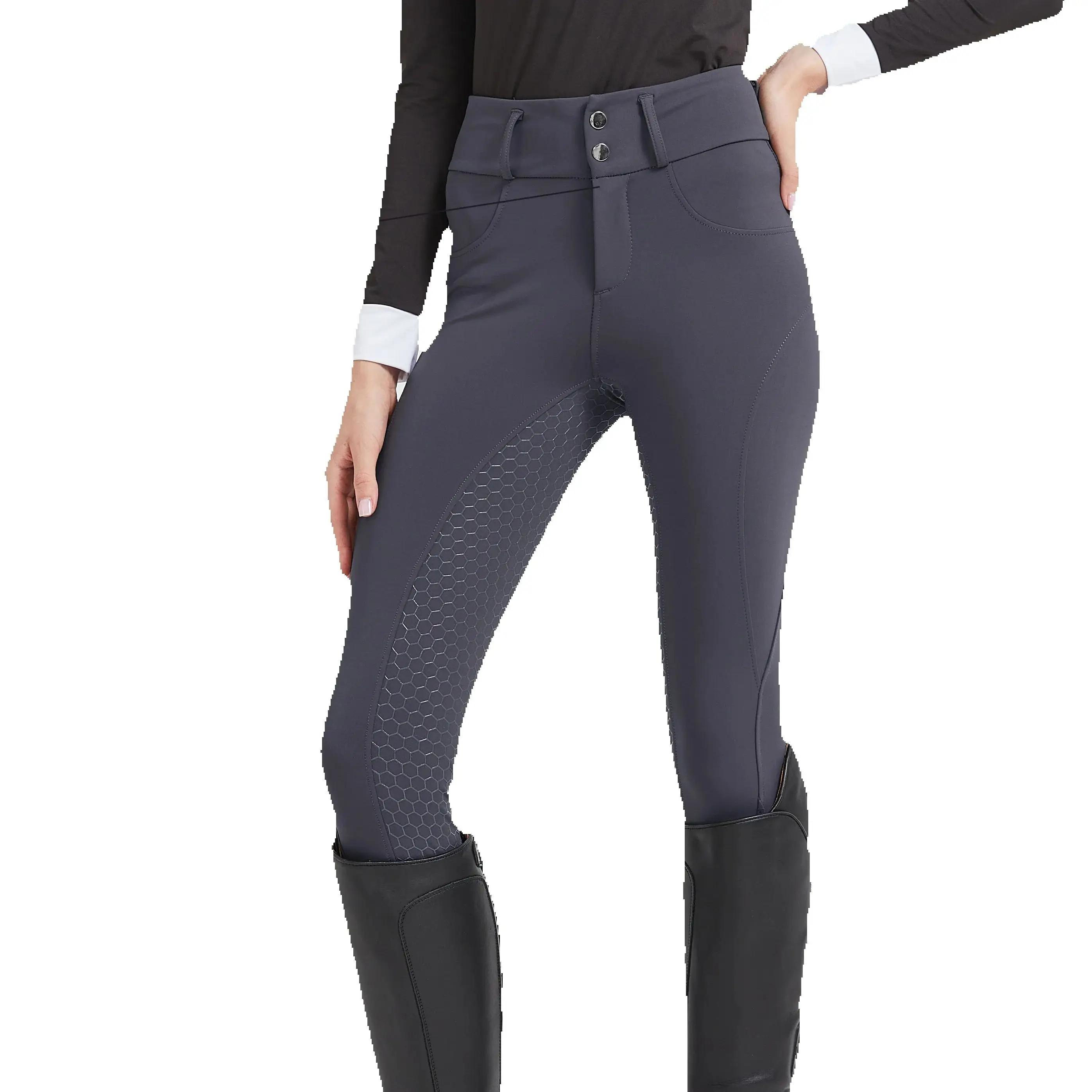 Professionelle Reithose mit Silikon-Anti-Rutsch-Beschichtung, schnelltrocknend, eng anliegend, für Radsport und Reitprüfungen – Detail 1