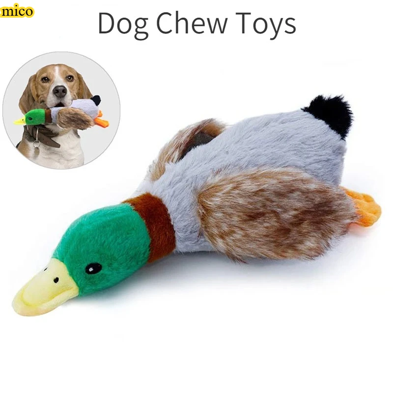 

Dog Chew Toy, Pet Dummy Duck Sound-Emitting Plush Toy, Inflatable Squeaky Animal Toy, Husky Teething Rope Dental Cleaning Toy