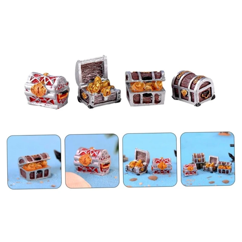 Aquarium Small Treasure Chests Model Crafts Decoration FishTank Landscape Supplies Fish Habitat Pirate Theme Aquariums