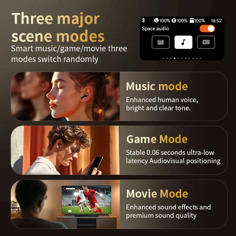 LX-20 New LCD Smart Color Screen Touch Noise Reduction Bluetooth Earphones In Ear Bluetooth Earphones Wireless ANC+ENC