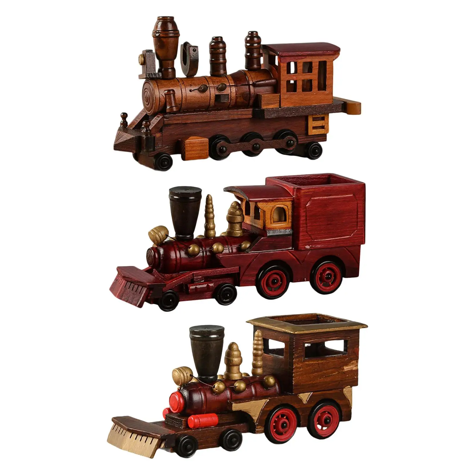 

Wooden Steam Engine Train Model Decorative Collectible for Home And Office