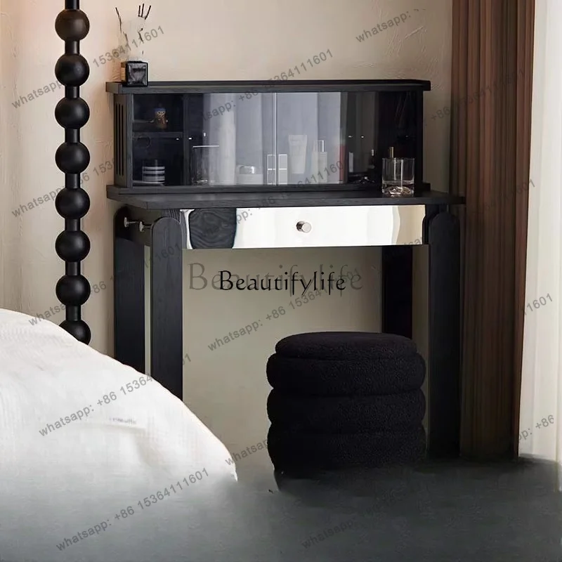 LX Makeup Table Black Modern Minimalist Wooden Dresser With Shelves