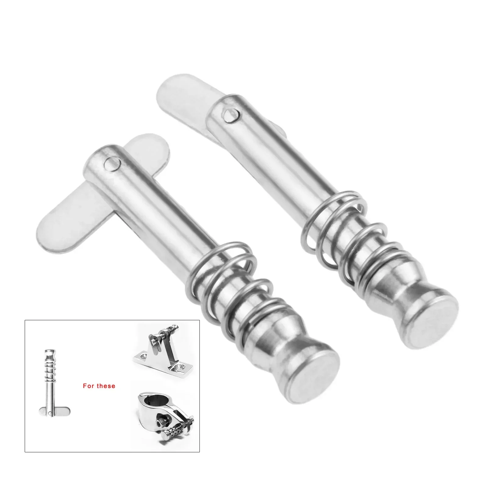 2 Pcs Marine Grade Stainless Steel Quick Release Pin Hinge Pins For Boat Bimini Top Deck Hinge Fitting / Jaw Slide Clamp Bracket