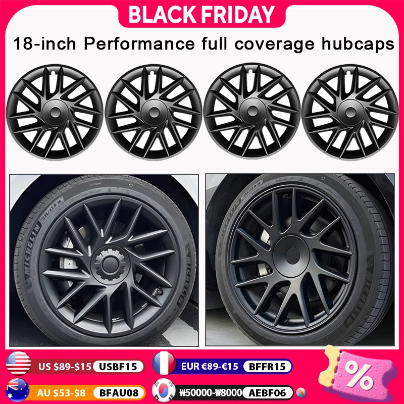 

4 шт. колпачок для Tesla Model 3 Highland 2024, 18-дюймовая защитная крышка колеса, сменная автомобильная полная крышка обода, автомобильные аксессуары