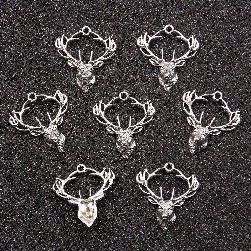 10PCS 7 Styles Mixed Alloy Antique Snake Monkey Tiger Lizard Deer Charms For Jewelry Making DIY Handmade Animal Pendant