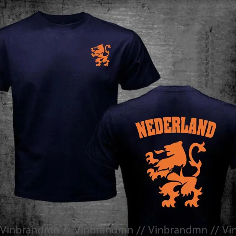 Nederland Netherlands Orange Dutch Lion Soccer 100% Cotton Geek Family Top Tee New Men Summer Tops Casuals T Shirts Hip Hop Tops