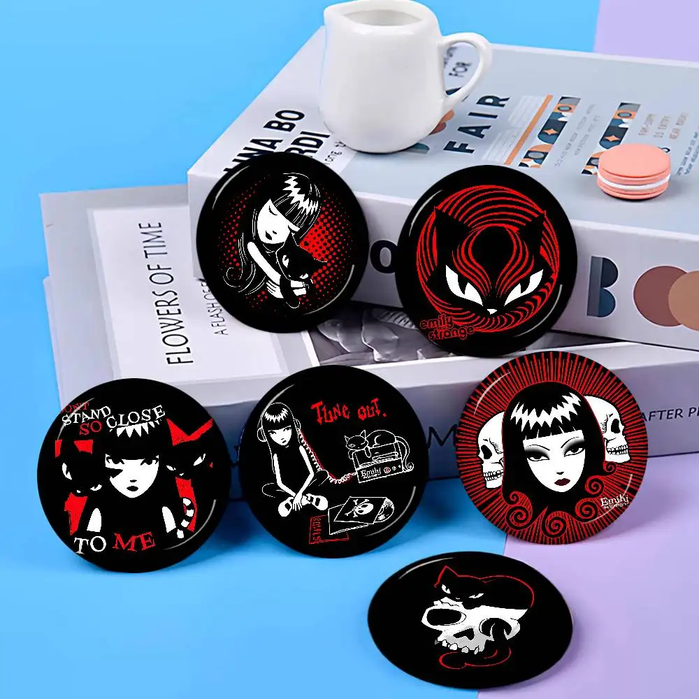 Anime Girl Emily The Strange Customizable Soft Button Pin For Women Creative Jewelry Funny Badge Cartoon Lover Hat