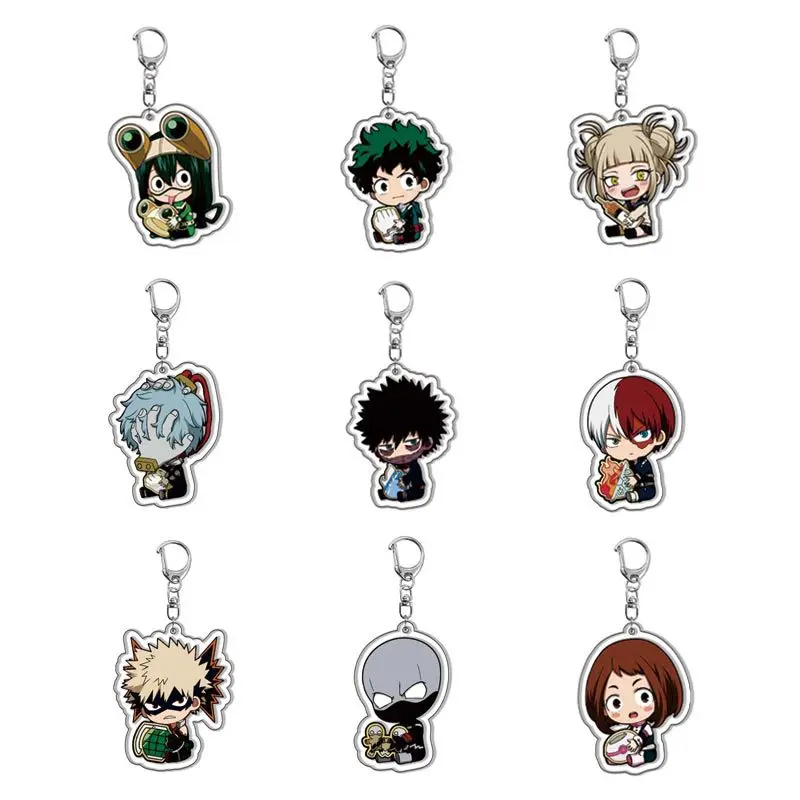 Anime Figure Midoriya Izuku All·Might Bakugou Katsuki Key Ring Double-Sided Acrylic Key Chain Trendy Model Plate Student Gifts