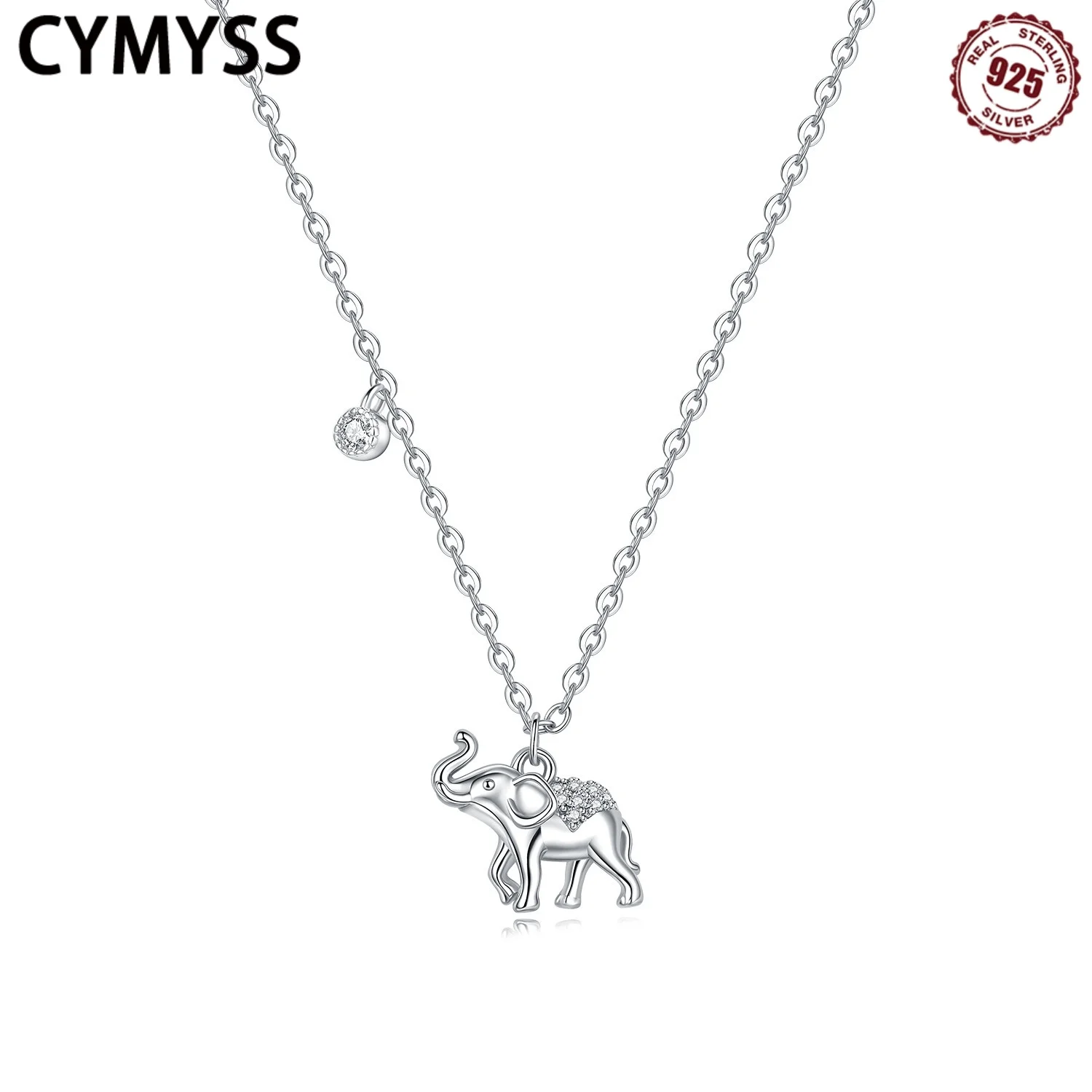 

CYMYSS 925 Sterling Silver Elephant Necklace women's Simple Original Pendant Collarbone Suitable For Giving To Girlfriend