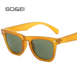 SO&EI New Cat Eye Women Rivets Sunglasses Fashion Brand Designer Dark Green Eyewear Shades UV400 Men Sun Glasses