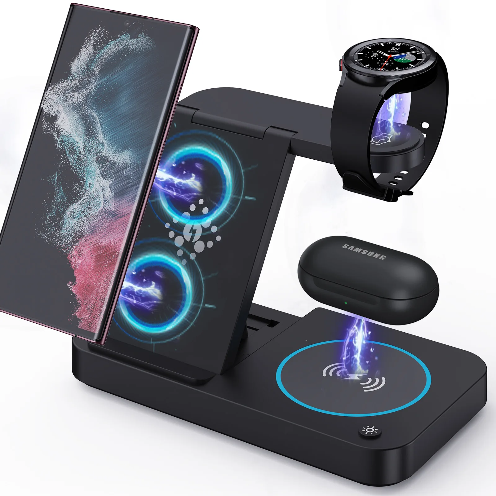 Fast Charger 3 in 1MacsafeWireless Charger Ultra High Speed Charging Dock Qi2 Table Lamp Stand for Cell Phone 16 Pro Max Watch