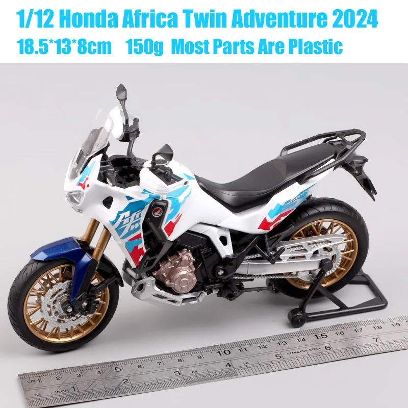 Welly, schaalmodel 1/12, Honda Africa Twin Adventure CRF1000L 2024, sportmotor, gegoten speelgoedmotor, miniatuur, wit, cadeau.