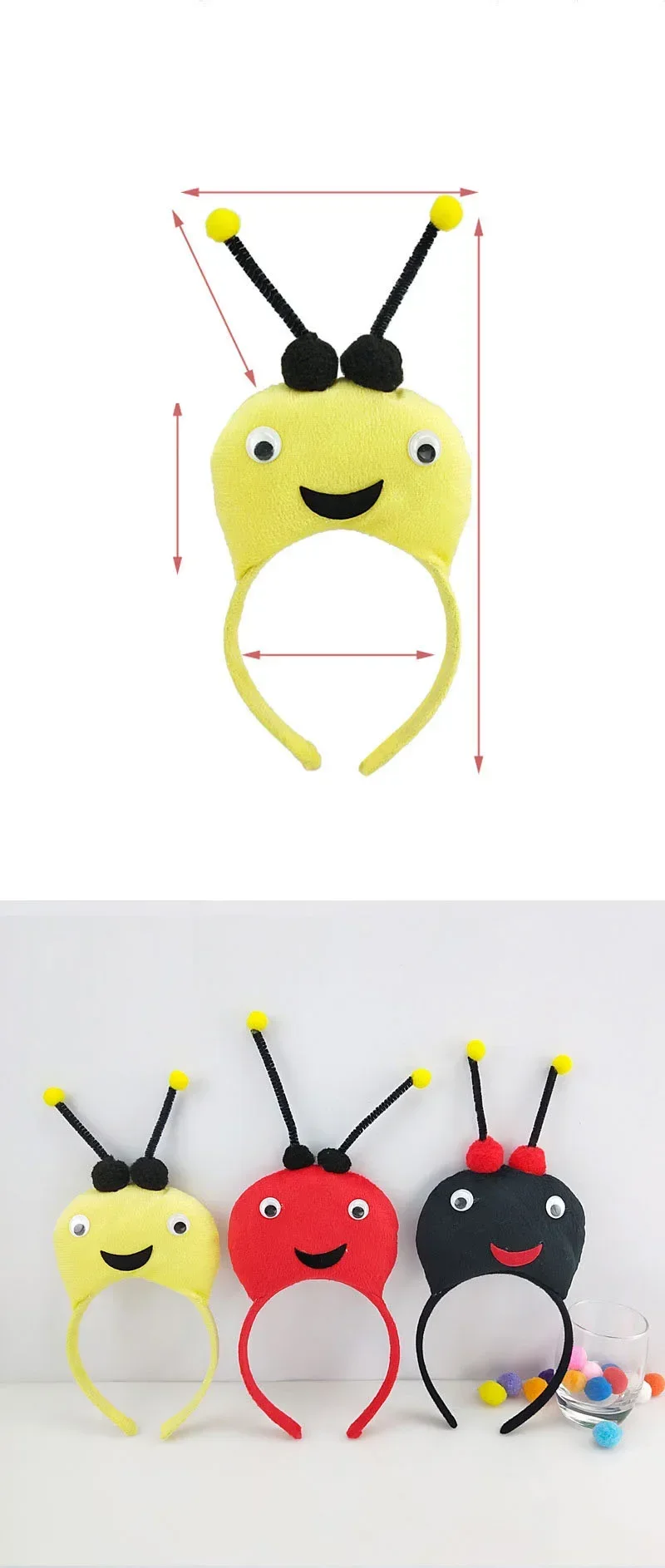 Volwassenen Kinderen Pluche Kinderen Jongen Bijenoren Hoofdband Dierenhaarband Cadeau Verjaardagsfeestje Cosplay Kostuum Halloween Kerstmis