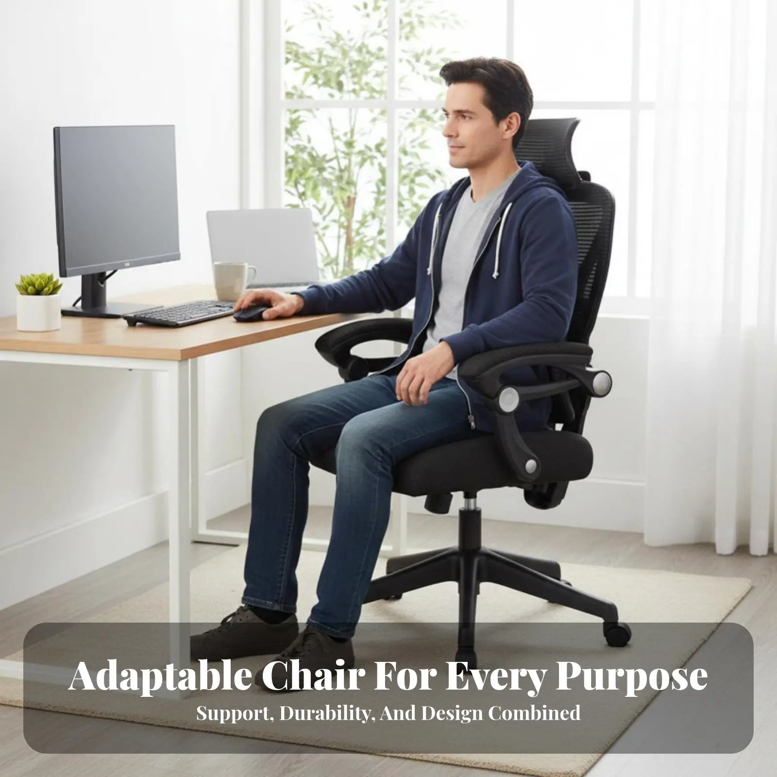 

Эргономичное кресло Highspine: комфортное для длительного сидения, с функцией откидывания спинки и поясничной поддержкой, сетчатое.