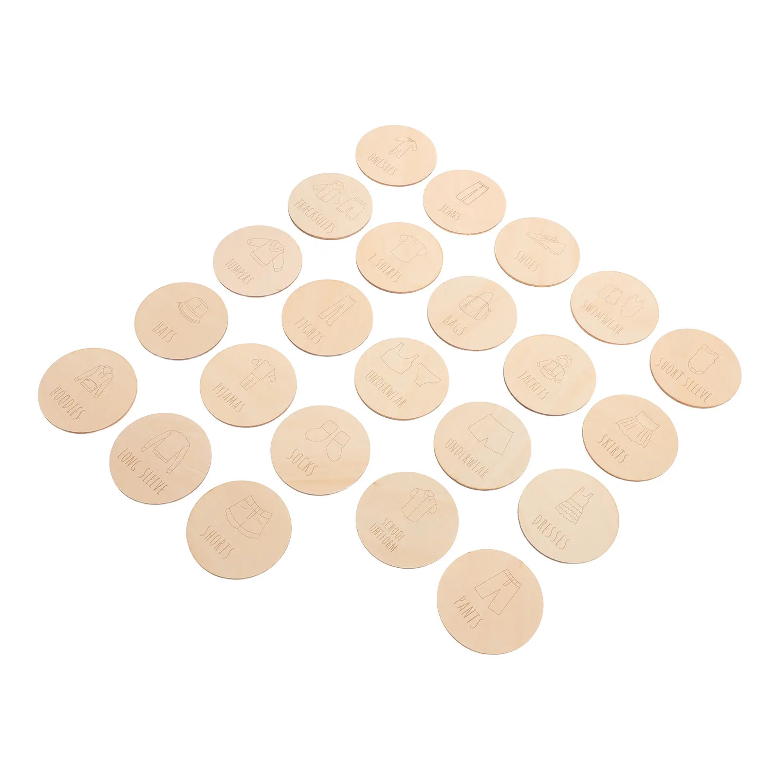 23Pcs Wooden Clothing Category Markers Nursery Drawer Organization Labels Baby Clothes Sorting Classification Tags Newborn