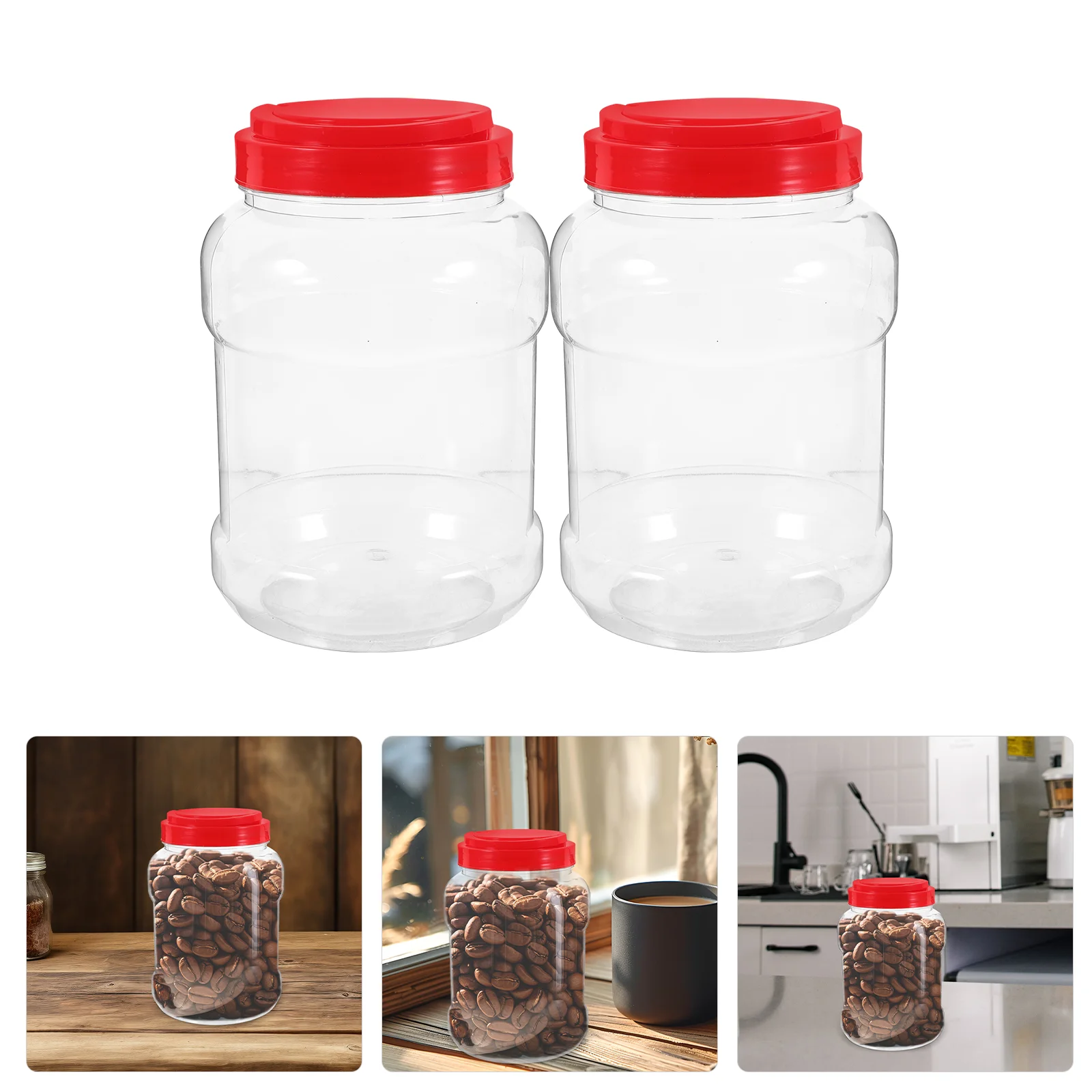 

2 Pcs Candy Jar Transparent Storage Tank Plastic Seal Jars Food Container High Capacity Sealed Canisters