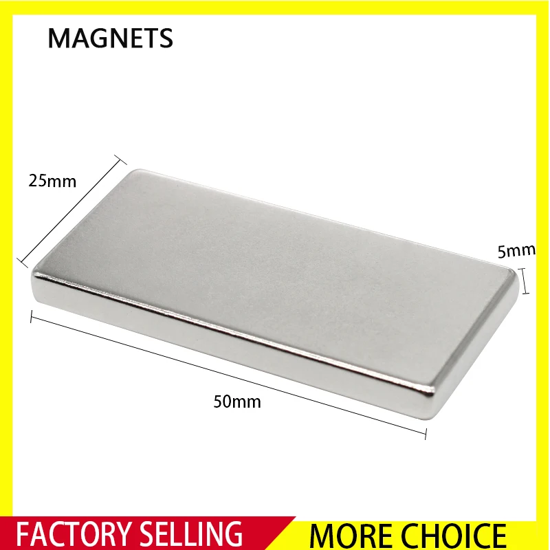 

1/2/3/5/10PCS 50x25x5mm Big Block Rare Earth Magnet N35 Rectangular Strong Neodymium Magnet 50x25x5 Permanent Magnet 50*25*5