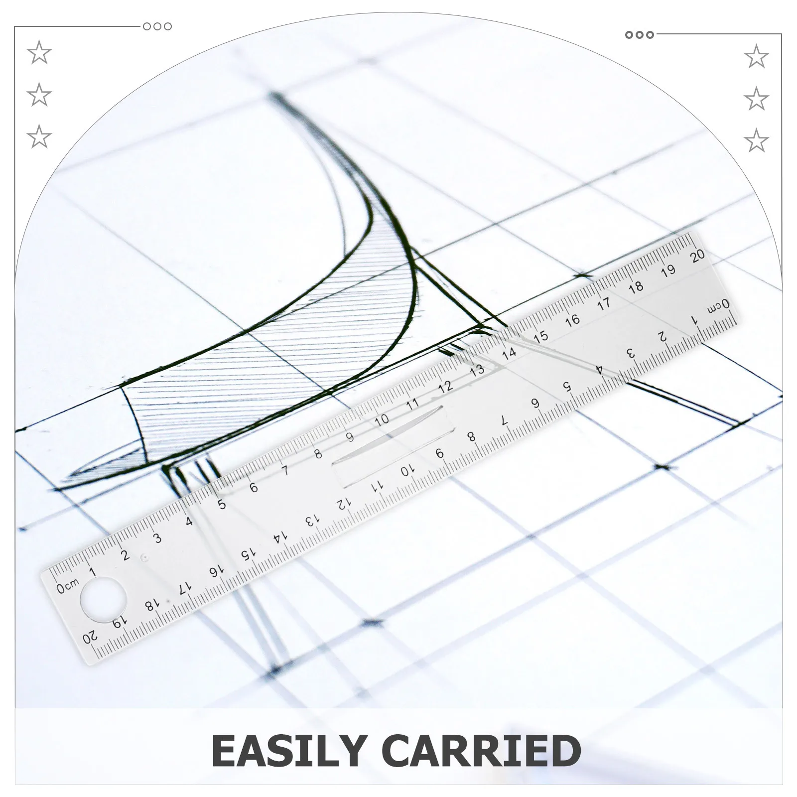 

20Pcs Magnifying Circle Ruler Clear Plastic Measuring Ruler for Students Professionals Office Supply Drawing Geometry Math Tool