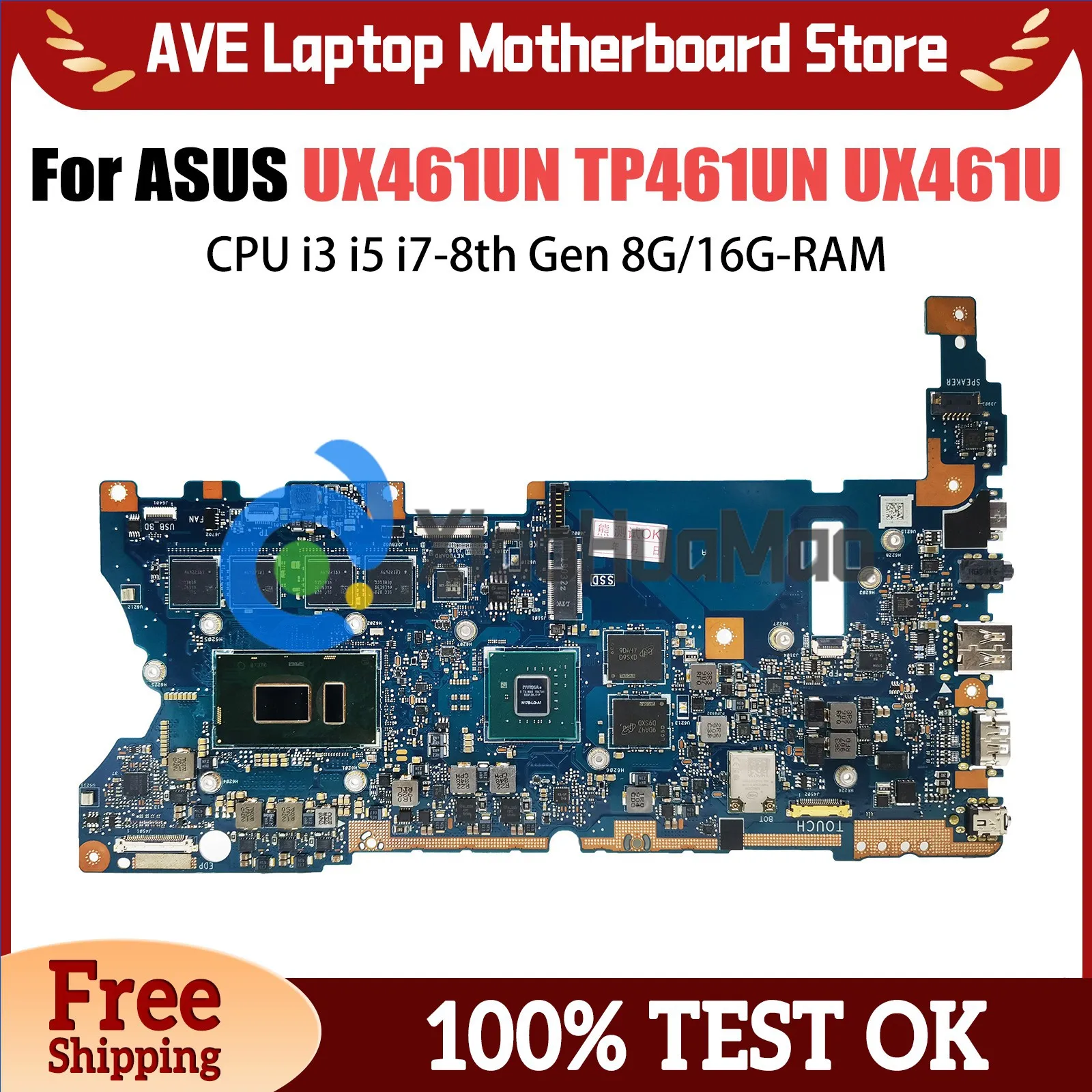 

UX461UN Notebook Mainboard UX461U TP461U TP461UN TP461UA Laptop Motherboard CPU i3 i5 i7-8th Gen 8G/16G-RAM V2G