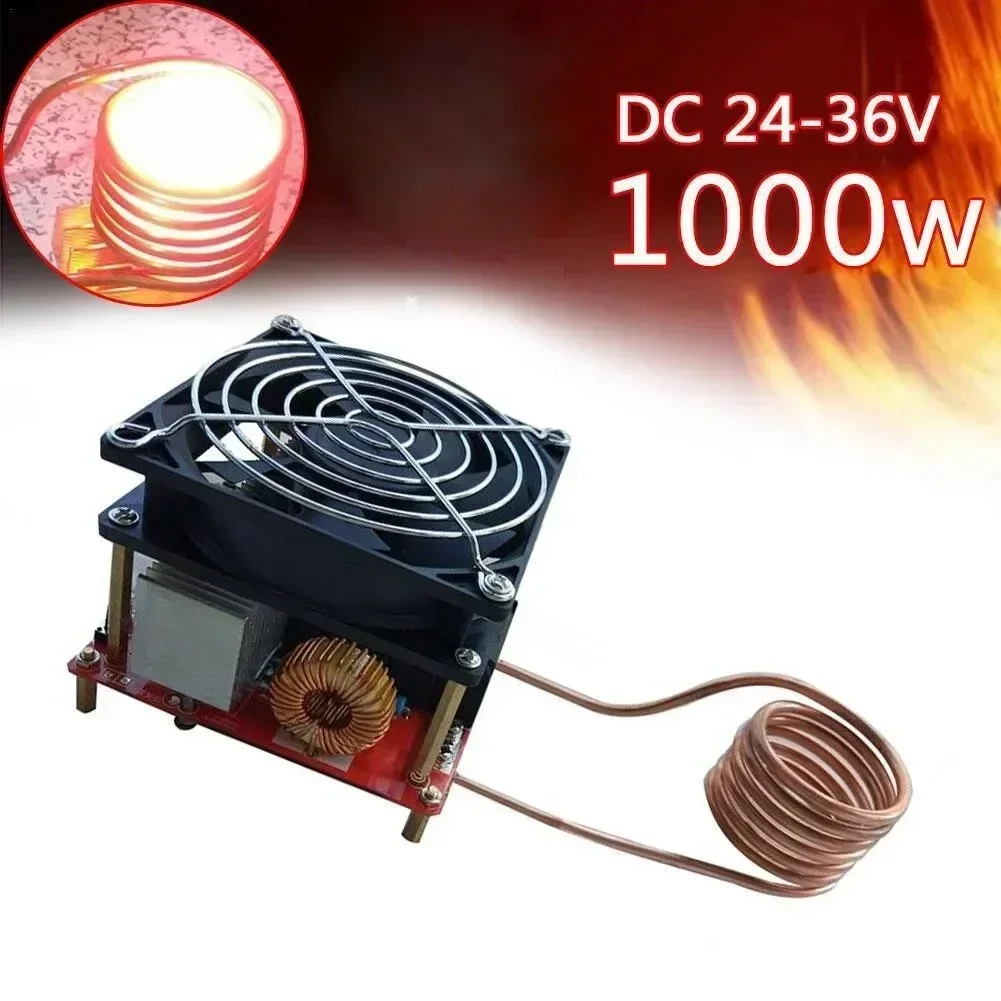 

DC 24-36V 20A 1000W ZVS Induction Heating Plate With Fan Board Kits Heater Cooker Coil Tube DIY Power Tools 100x100x85mm